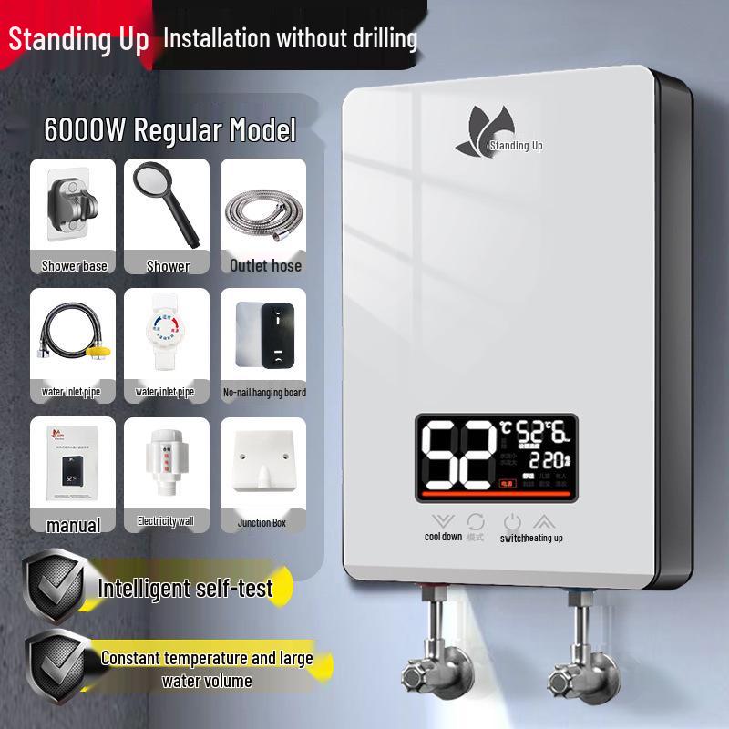 Vertical Electric Tankless Water Heater for Home, Shower, Small Bathroom, or Rural Rental Properties.