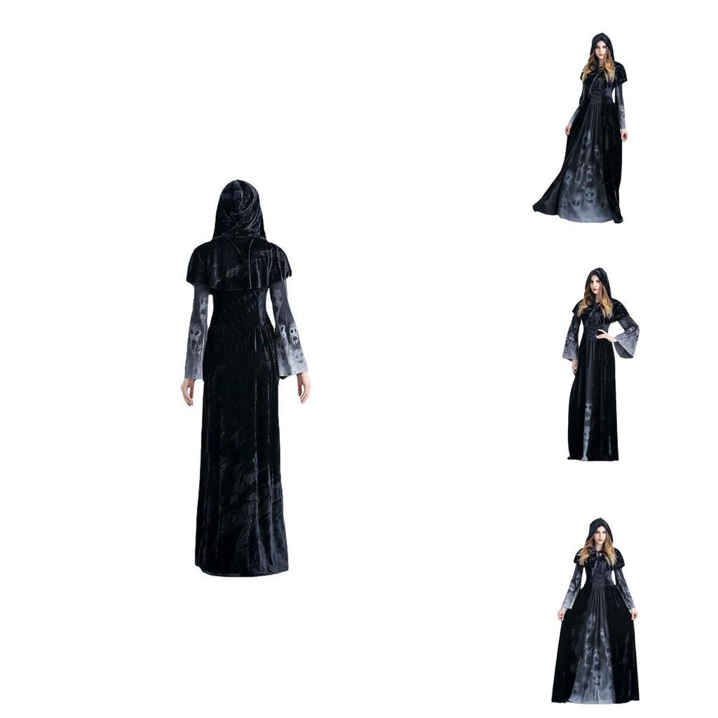 Stylish Halloween Vampire Long Dress With Flattering Fit For Witch Role-playing