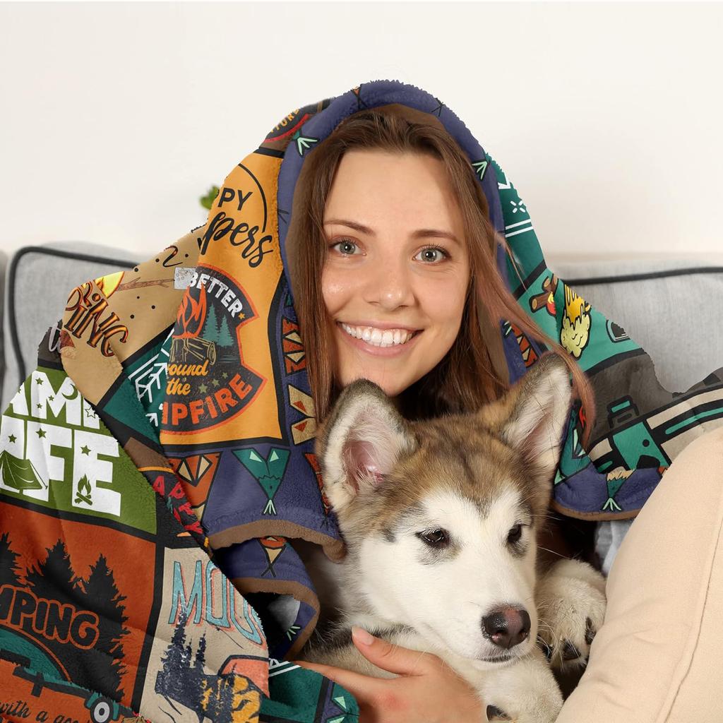 Camping Blanket For Camping Enthusiasts, Creative Gifts For Men Or Women, Gifts For Outdoor Campers, Holiday Birthday Gifts