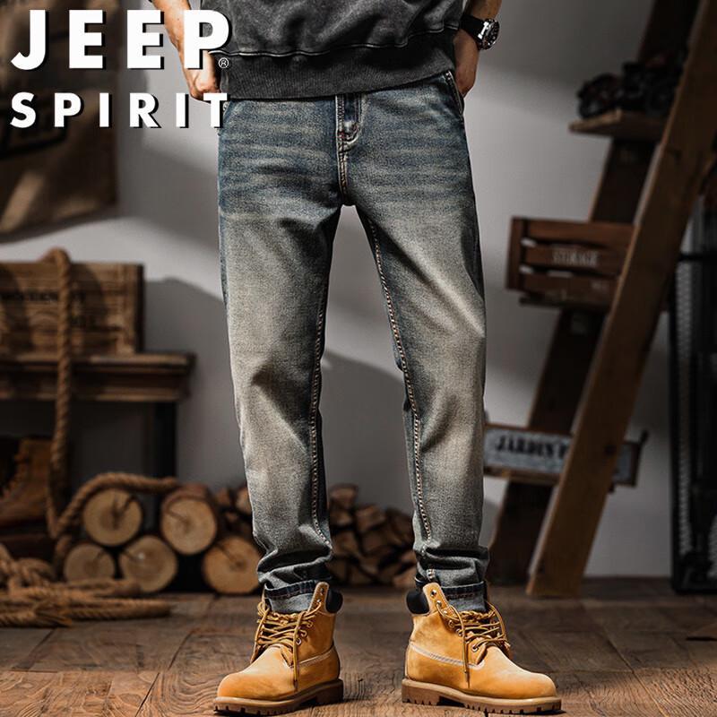 JEEP SPIRIT Men's Retro Straight Fit Stretch Jeans