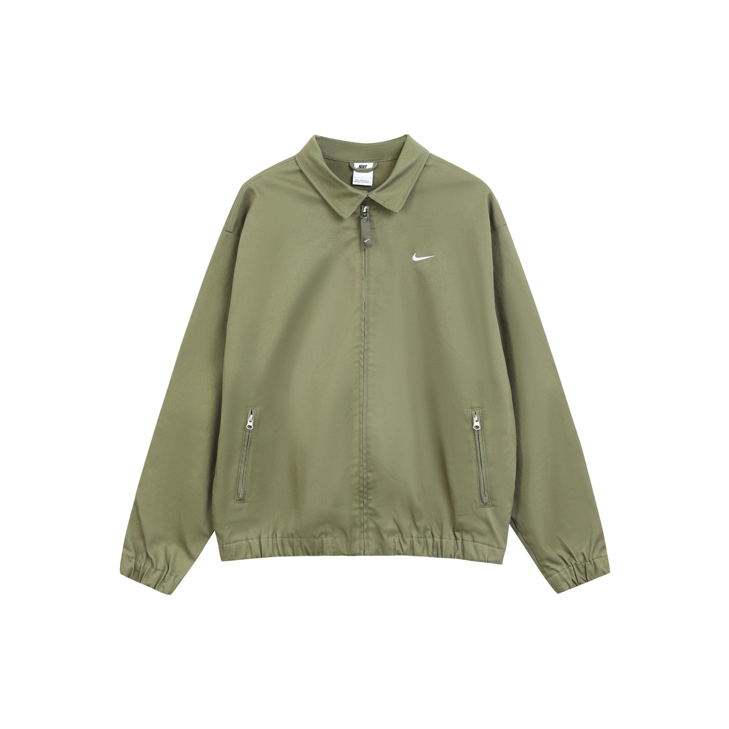 Men s Nike Solid Color Logo Casual Lapel Jacket Green DQ6335-222 XS