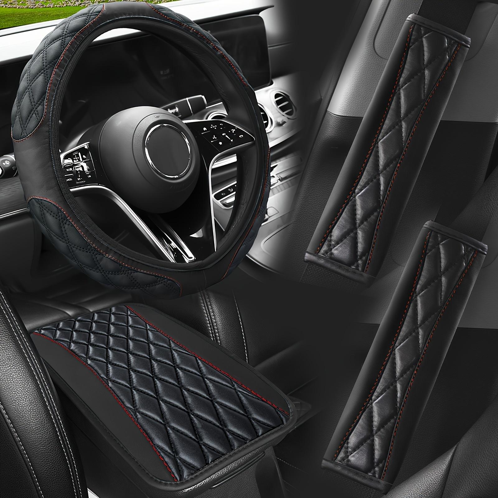 

[Кожаный чехол на руль] Комплект из 4 кожаных чехлов на руль из искусственной кожи Bubble - подлокотник, коврик, ремень безопасности, защита плеча чёрный