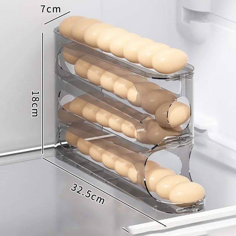 4-layer Transparent Slide Egg Storage Box Ladder Egg Box Storage Refrigerator Side Door Large Capacity Automatic Egg Roller