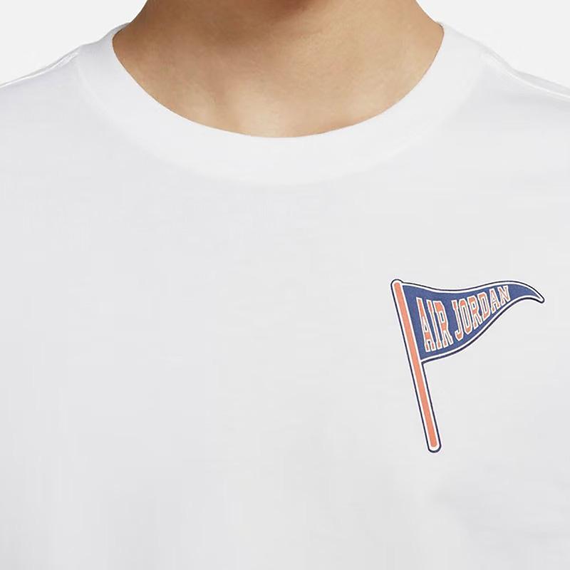 Jordan T Shirts Men's White Crew Neck Moderate Straight Fit (Unisex) T-Shirts DQ6075 100