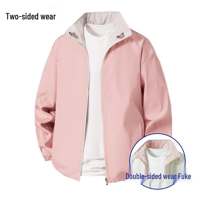 

Мужская двусторонняя повседневная куртка с воротником-стойкой на осень 2025 года - Модный брендовый топ свободного кроя XXL