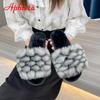 Aphixta 2025 Winter Home Cotton Shoes Women Faux Fur Soft Warm Indoor Colorful Slipper Flip Flops Mules Female Big Size 42 43