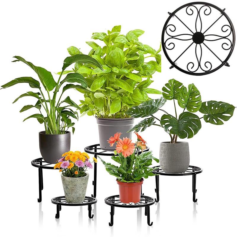 Indoor/Outdoor Metal Floor-Standing Flower Pot Rack Set