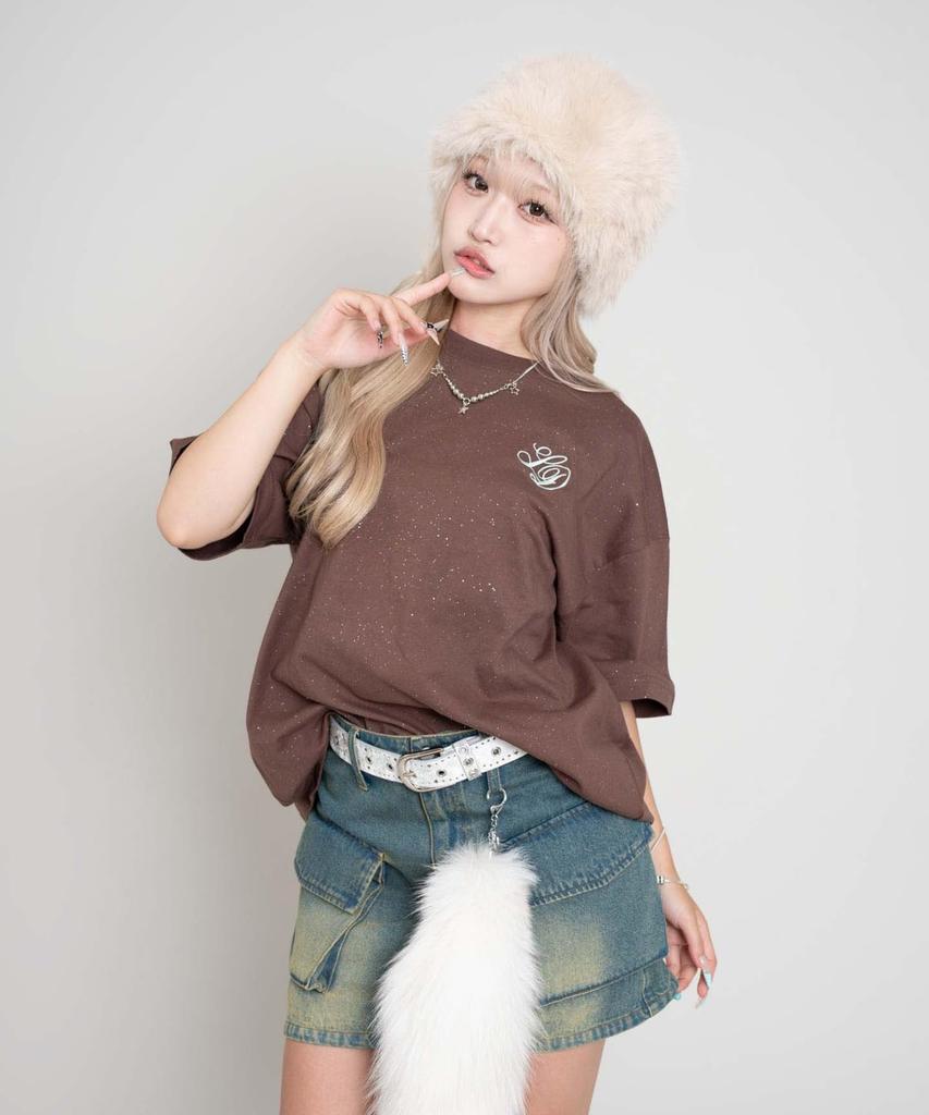 WEGO Men's Short Sleeve T-Shirt, Lamé Graphic Tee, Summer Casual Top, Brown, Size M