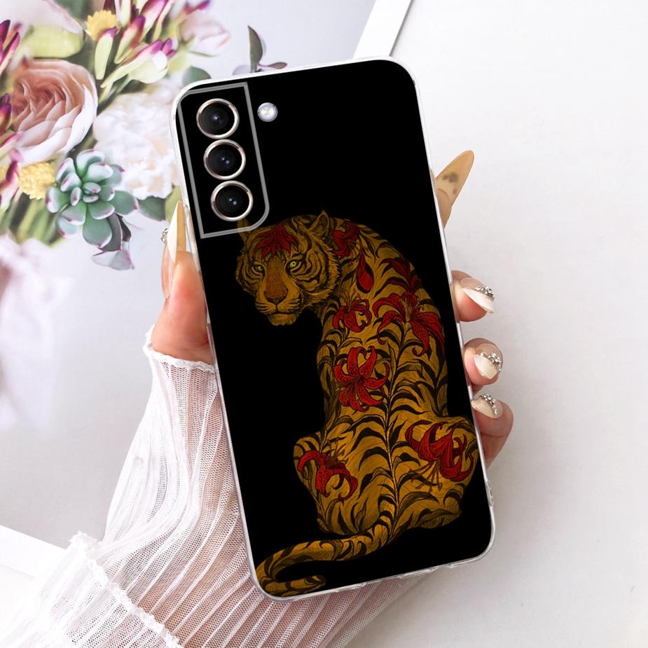 For Samsung Galaxy S21 Plus Case S21 FE Luxury Bow Flowers Painted Cover Soft Silicone Case For Samsung S21 Ultra S 21 S21+ Bags