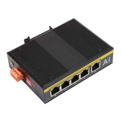 5 Portlu Endüstriyel Ethernet Anahtarı Geniş Çalışma Sıcaklığı 10 Mbps 100 Mbps DIN Ray Montajlı POE