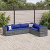 Vidaxl 6-Cz. Garden Lounge Set, Cushions, Grey, Rattan PE