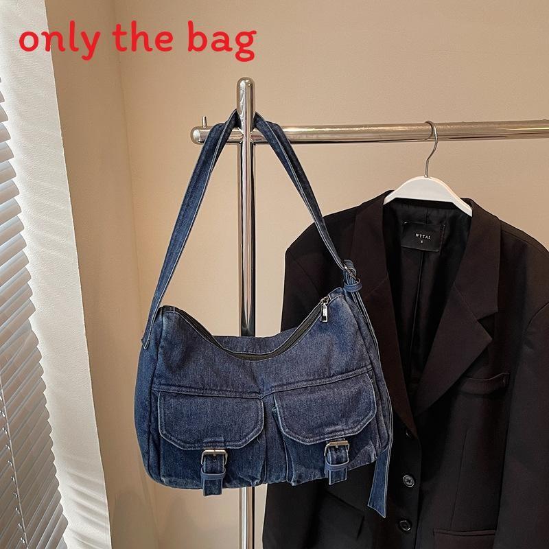 Denim Tote Bag For Women With Zipper Closure And Casual Style For Daily Use