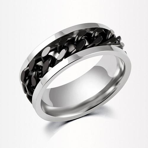 Smart Punk Chain Style Stainless Steel Band Ring Jewelry Couple Gift