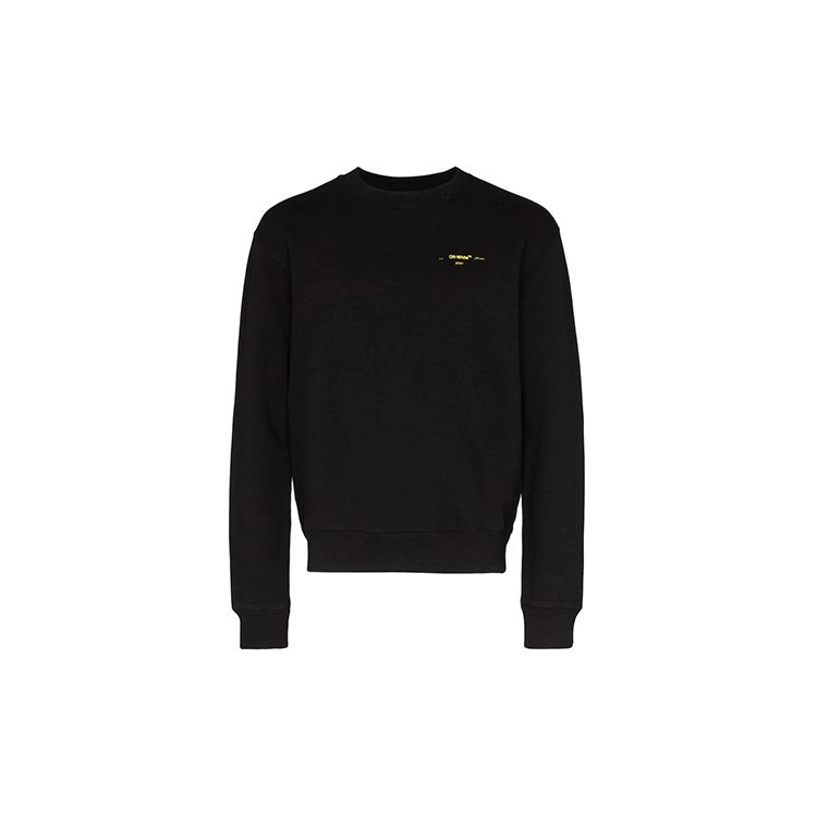 Off-White Acrylic Arrows Slim Crewneck Black / Yellow Men Tops OMBA025F19E300101060