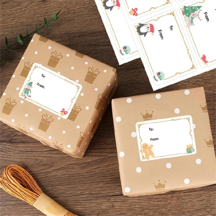 10 Stück/Set Weihnachtsgeschenk-Anhänger Aufkleber An und Von Weihnachts-Namensschild Selbstklebender Weihnachtsaufkleber