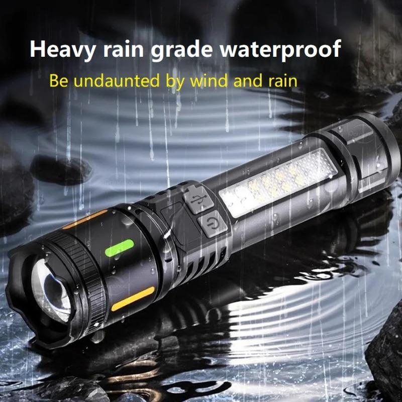 High Power LED Flashlight With COB Lights Portable EDC White Laser Torch USB Rechargeable Outdoor Camping Fishing Lantern
