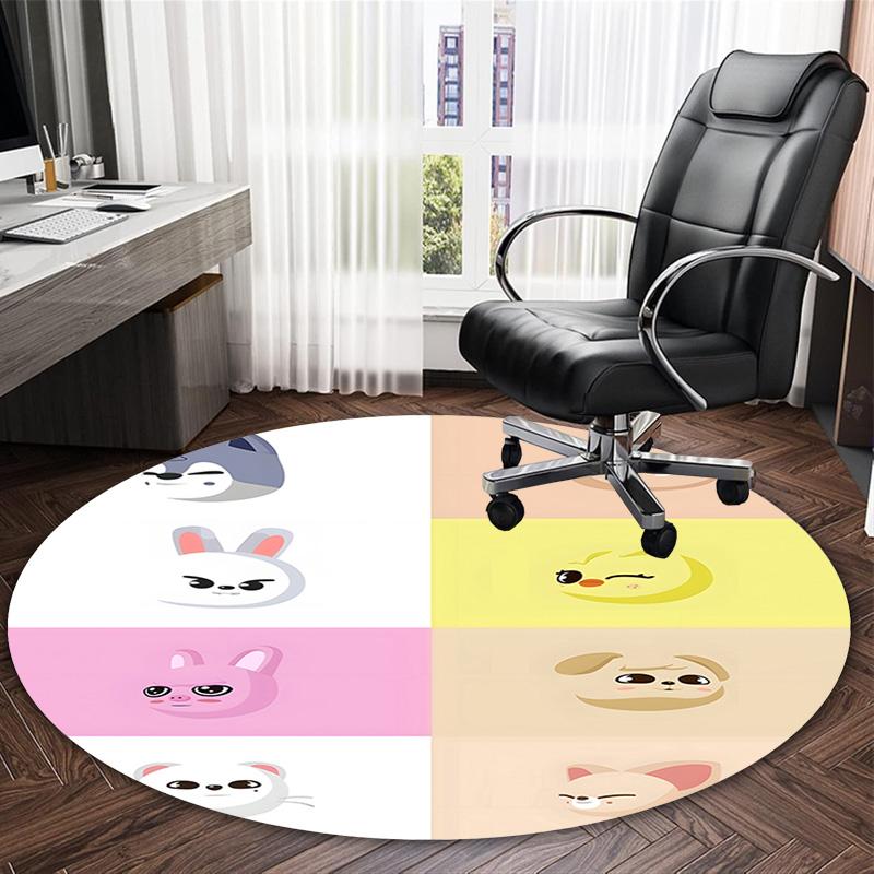 1pc Kpop Team2 Print Round Carpet Chair Round Carpet Suitable for Bedroom Living Room Home Decorative Carpet