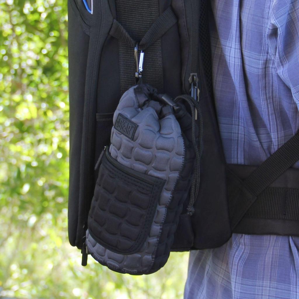 USA GEAR Velké pouzdro na čočky s luxusním polstrovaným neoprenem, stahovací šňůrkou, vyztuženým páskem a kapsou na zip pro uložení čoček FlexARMOR-X