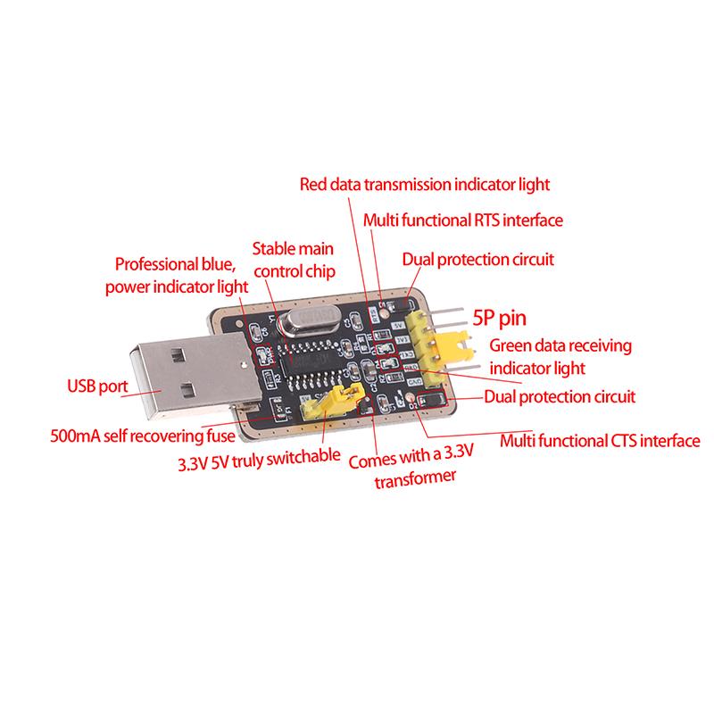 Ch340G Serielle Schnittstellenmodule USB zu TTL Konverter UART Modul Ch340 3,3V 5V Neun-Pin-Platine für Arduino DIY-Kit