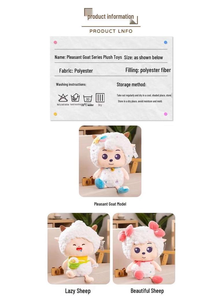 Pleasant Goat Plush Toy & Lazy Pillow - Cute Gift for Girls' Birthdays