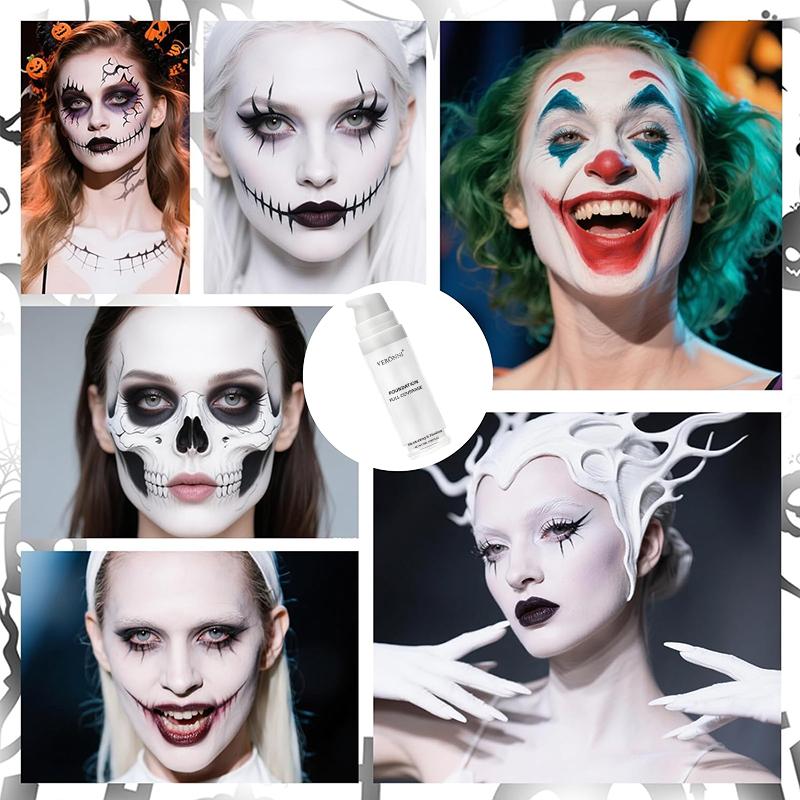 White Liquid Foundation Pure White Toning Cream Foundation, Face & Body Painting Product for Cosplay, Mardi Gras and Carnival