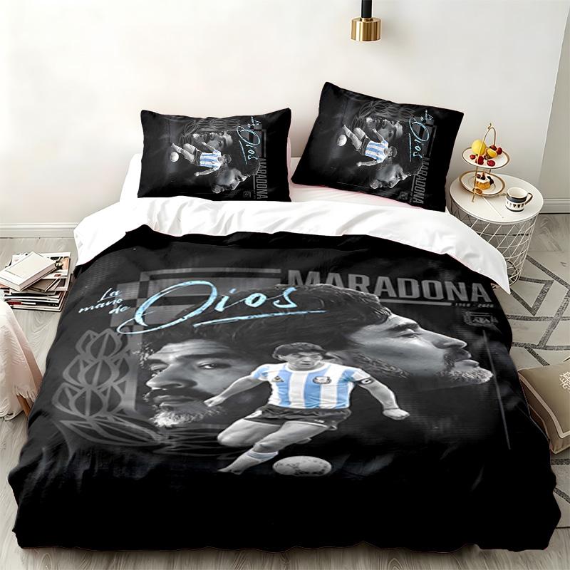 Conjunto de 3 peças Diego Maradona Perfeito para uso no quarto Conjunto de cama confortável inclui uma capa de edredom e duas fronhas Presente ideal de aniversário ou Natal