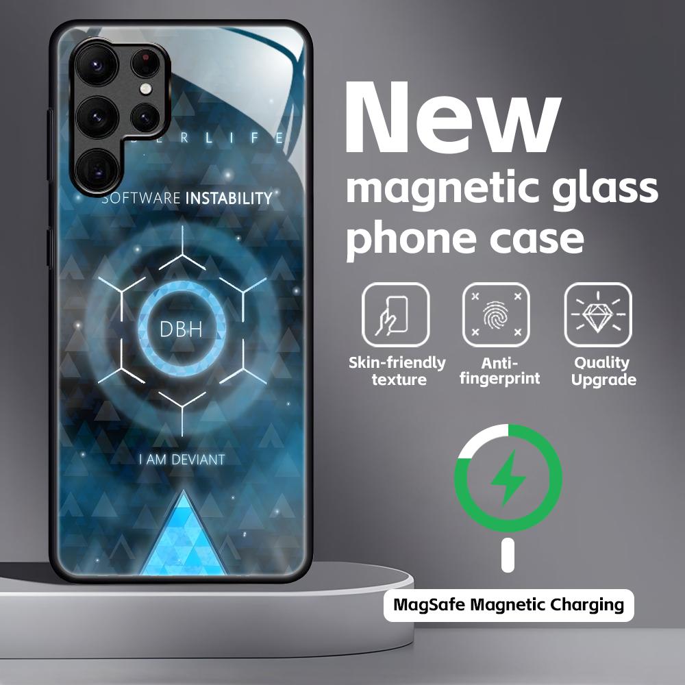 

Classic game Detroit Become Human Phone Case For Samsung S26 S25 S24 S23 S22 S21 Plus Ultra Note20 Glass Magnetic Case Galaxy S26