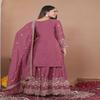 Mauve Silk Blend Embroidered Sharara Suit Set with Dupatta