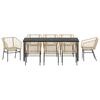 Garden Dining Set 9 pcs Brown Poly Rattan