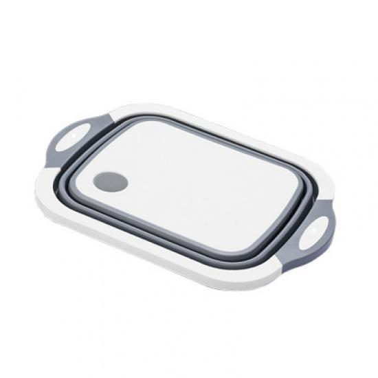 Bassin De Lavage Pliant 2-en-1 : évier Portable + Seau + Planche à Découper (gris, Camping)