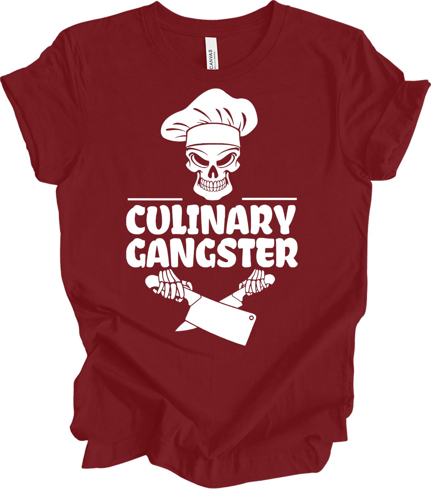 Culinary Gangster T-Shirt Funny Chef Skull Knife Kitchen Nightmares Cook Gift S