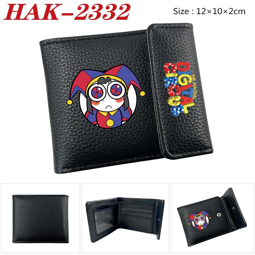 The Amazing Digital Circus PU Leather Wallet Black Snap Closure Anime Short Card Holder for Men Women