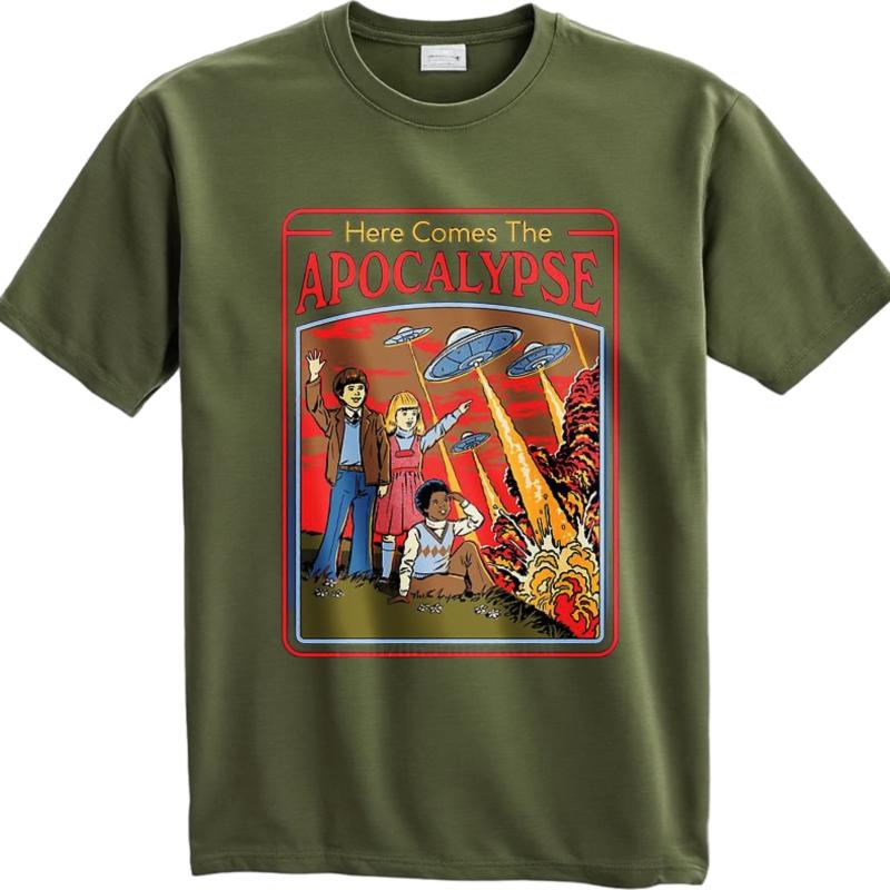 Men cotton tshirt Black summer For her t shirt Here Comes The Apocalypse Short Sleeve Soft O Neck Teeshirt Brand t shirt