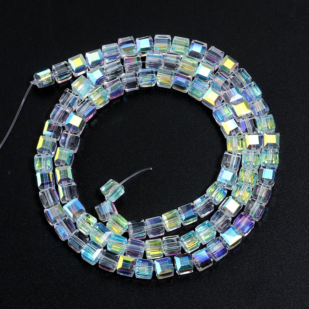 1String 3/4/6/8/10mm Transparent AB Color Crystal Beads Round Square Loose Spacer Glass Beads For DIY Bracelet Necklace Jewelry