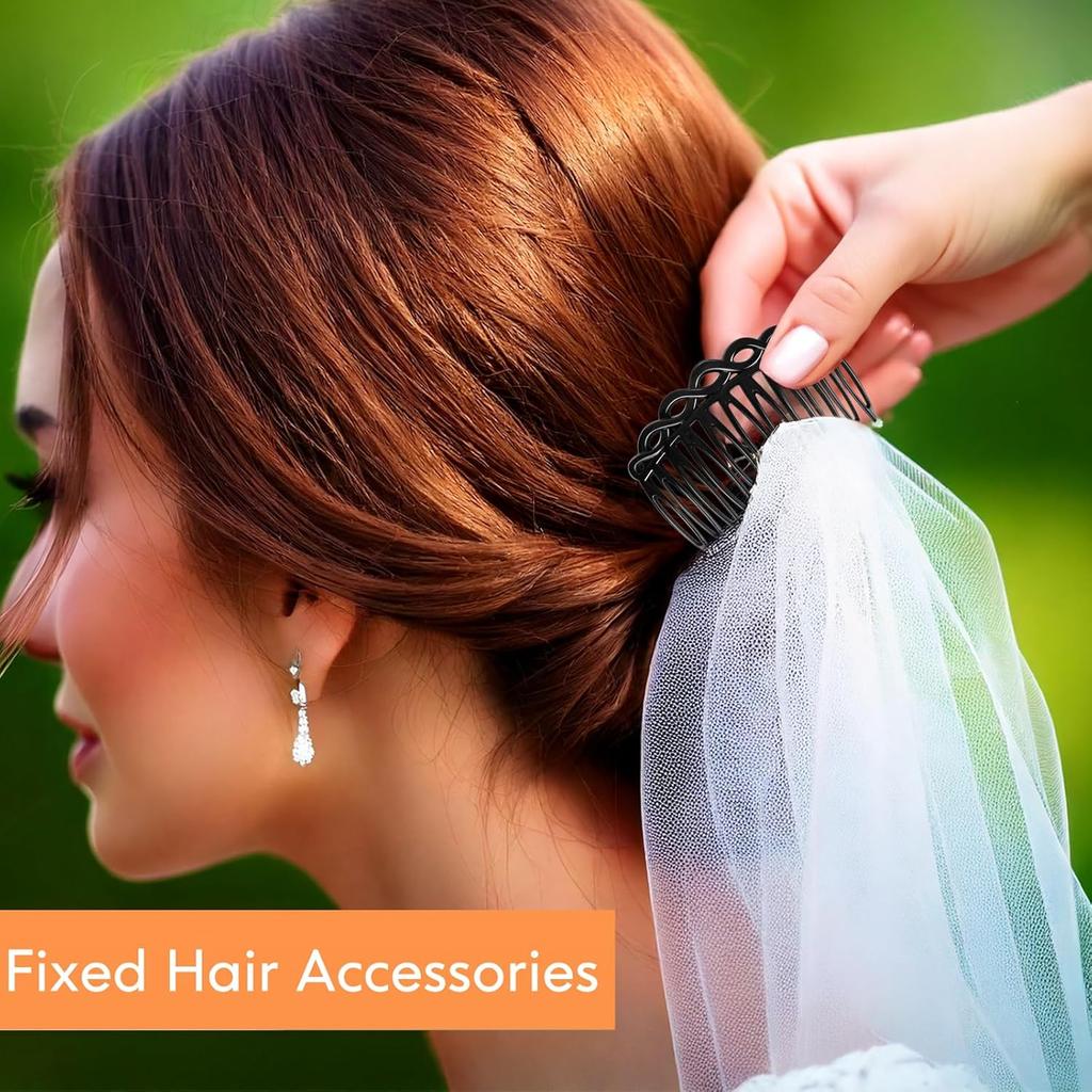 6 Pcs French Hair Side Combs Women Hair Comb Accessories Set Plastic Twist Decorative Comb Hair Clips Bridal Wedding Veil Teeth HairCombs for