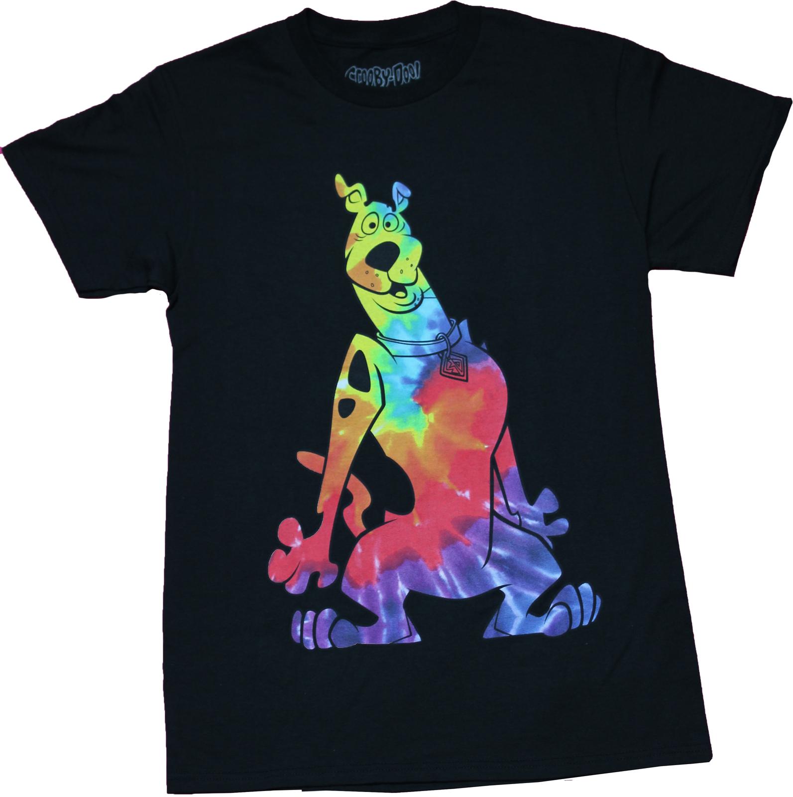 Scooby Doo New Adult T-Shirt - Rainbow Tie Dye Scooby Image L
