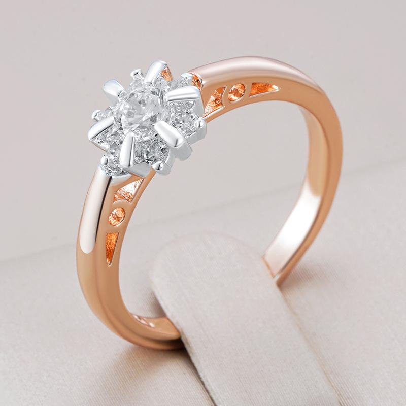 Luxury Natural Zircon Rings For Women Rose Gold Color Mix Setting Slim Design Daily Bride Wedding Jewelry