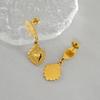 European American Retro Titanium Steel Heart-Shaped Gold Earrings for Women