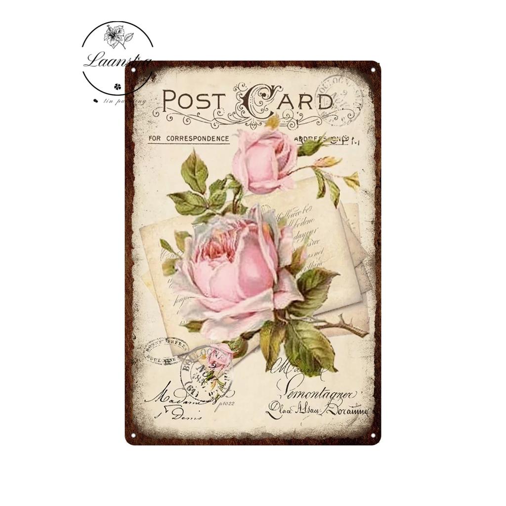 Vintage Flowers Rose Picture Metal Plaque Tin Signs Plate Wall Decor Art Iron Posters Man Cave Bar Club Garden Decoration Poster