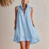 Neues lässiges lockeres ärmelloses Kleid mit Rüschen und halbem Reißverschluss für Damen, Europäischer Amerikanischer Mode-Sonnenkleid für Damen