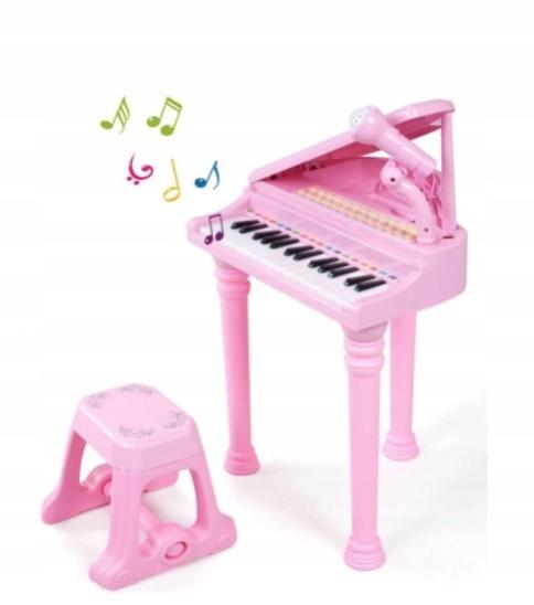 Pianino Z Mikrofonem I Krzesełkiem Dla Dzieci