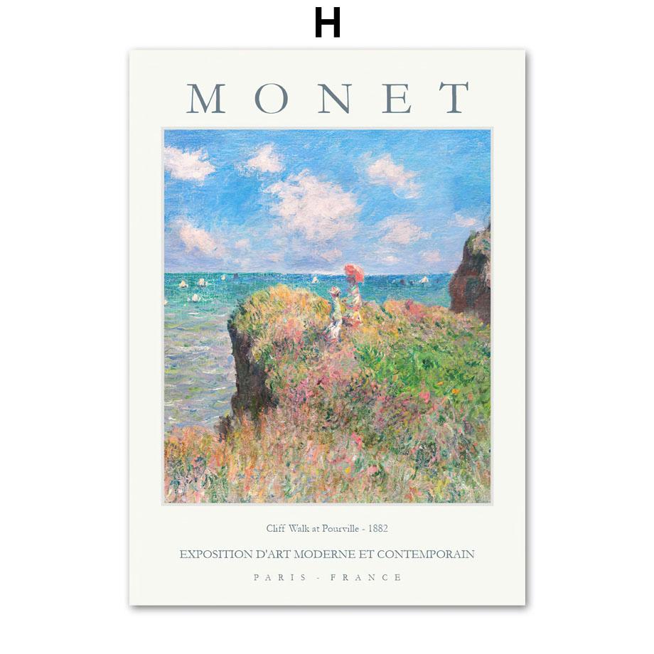 Monet Abstract Landscape Posters Exhibition Museum Wall Art Print Canvas Painting Gallery Wall Pictures For Living Room Decor