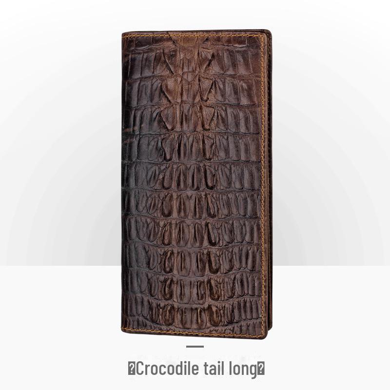 Men’s Retro Genuine Leather Wallet - Hand-Embossed Crocodile Pattern, Long, Large Capacity, Multi-Card Slots.