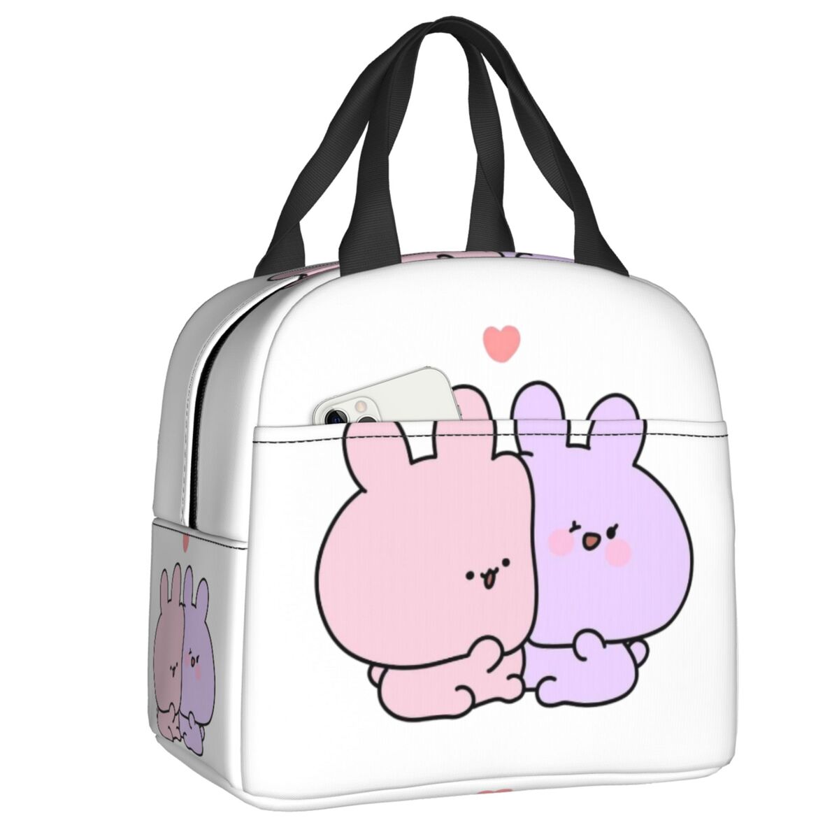 Custom Asamimichaan Anime Cartoons Asamimi Thermal Insulated Lunch Bags Women Portable Lunch Tote for School Storage Food Box 22x20x13cm