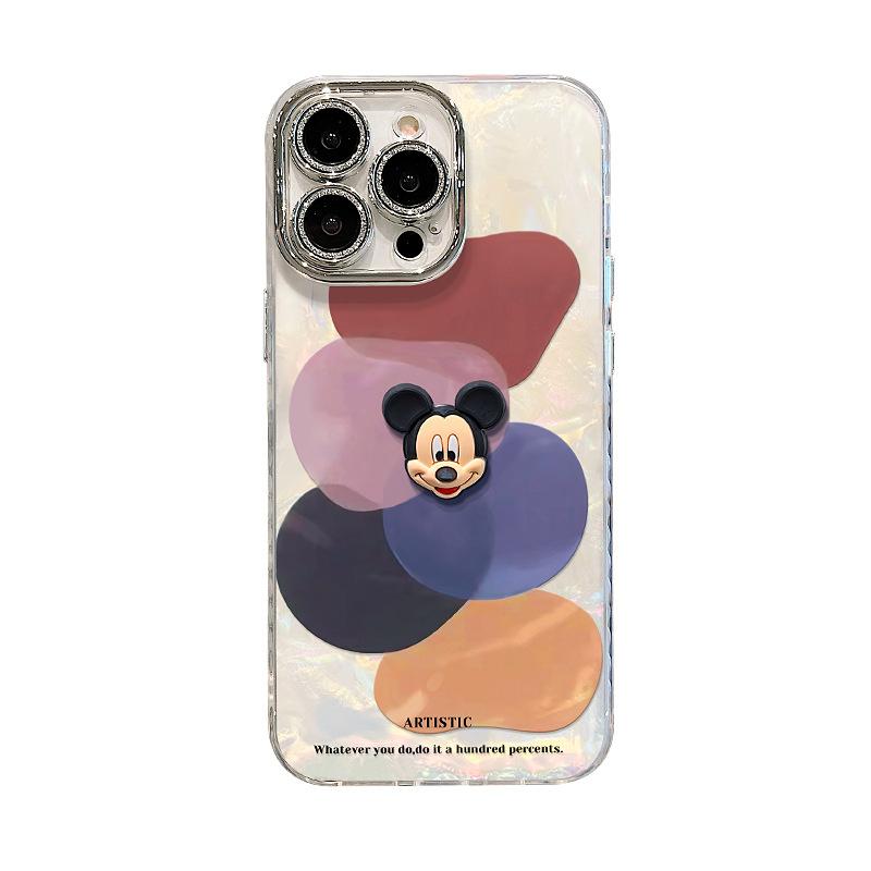 Color block Mickey doll lanyard suitable for Apple 16 cute mobile phone case 13promax cartoon 15 all-inclusive anti-drop 17