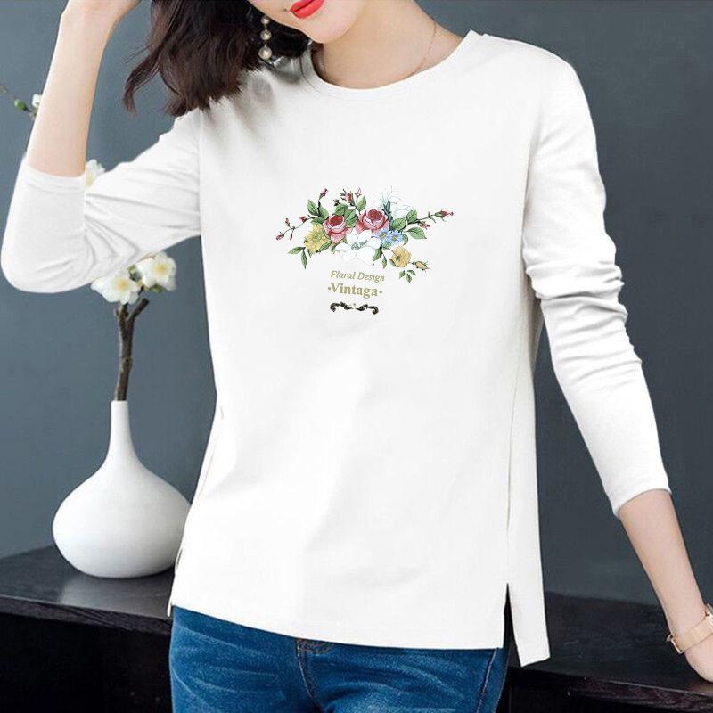 Spring Women's Long-Sleeve Round Neck Casual T-Shirt
