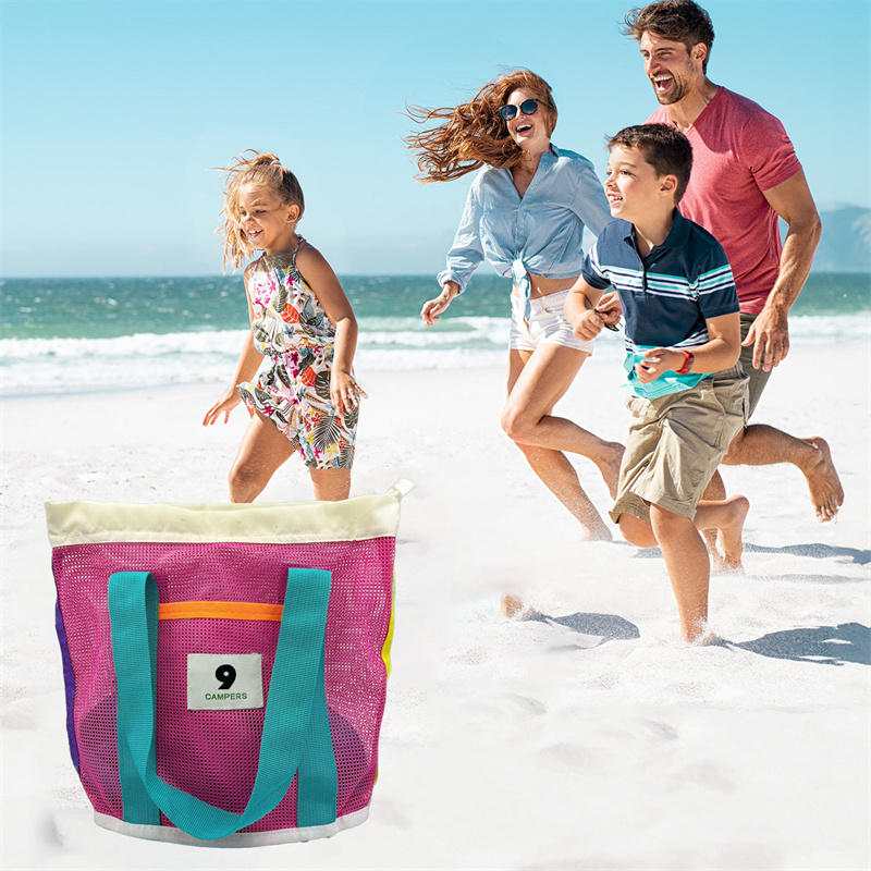 Outdoor Beach Mesh Bag Sand Away Foldable Portable Kids Beach Clothes Bags Toy Storage Sundries Organiser Bag Backpack