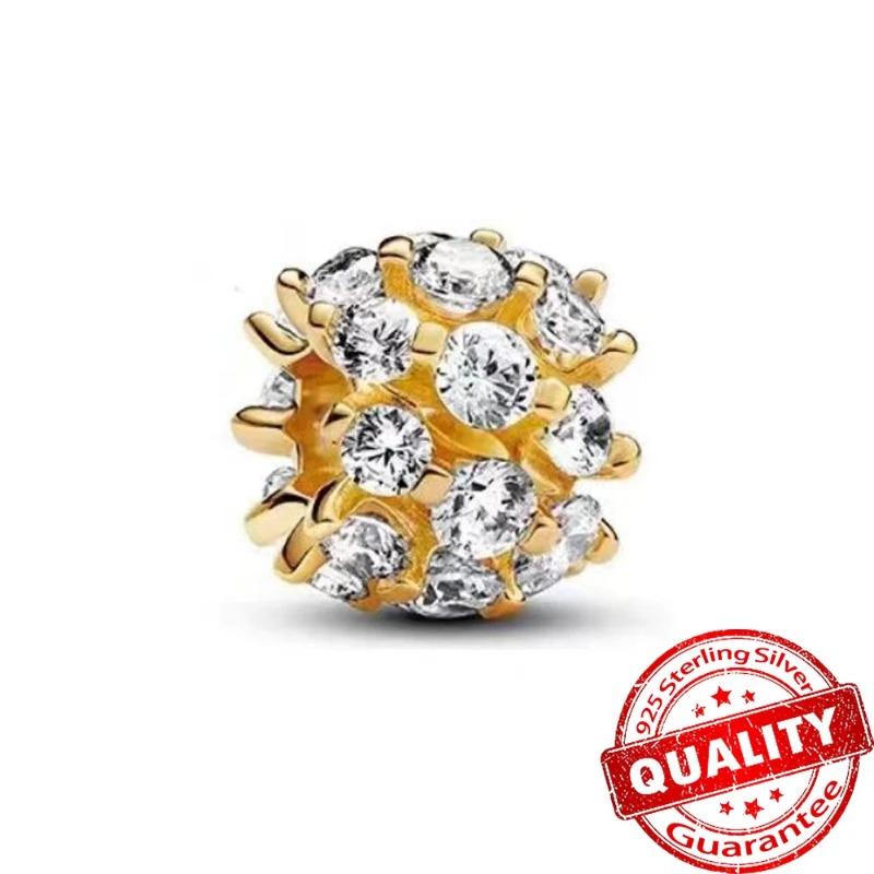 925 Sterling Silver Charm Sparkling Star Moon & Sun Pendant Fit Original Bracelets DIY Women Necklace Jewelry Gift