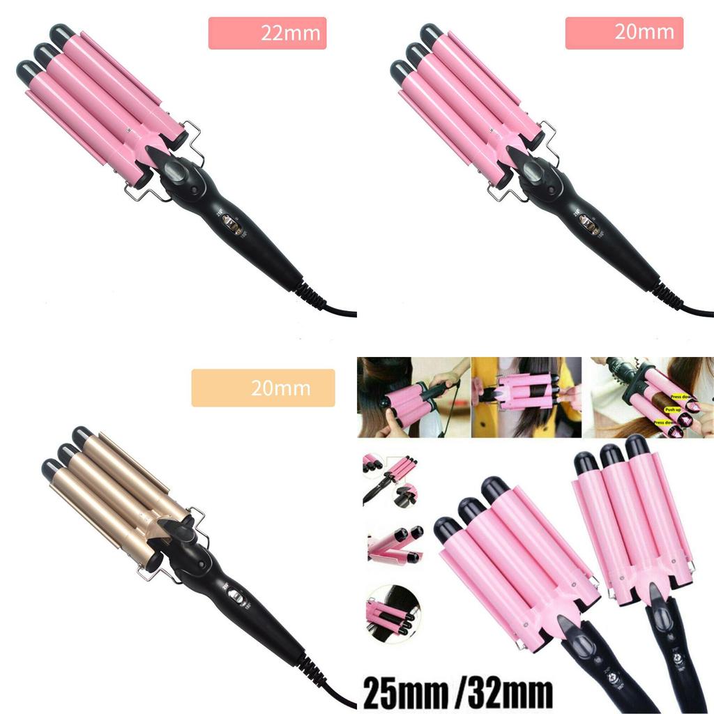 Hair Salon Ceramic 3 Barrel Hair Wave Waver Curling Iron Get Perfect Curls In Minutes