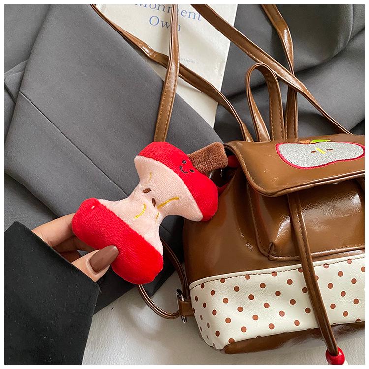 2025 Autumn Cute Apple Pendant Women's Lightweight Travel Backpack - Large Capacity, Casual Commuting Bag